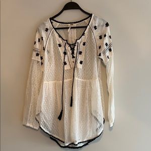 Free People Swiss Dot Embroidered Blouse Medium